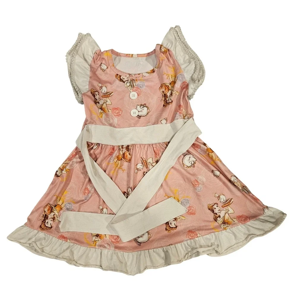 Belle Beauty‎ and the Beast Character Dress Puffy Sleeves Ruffle Hem sZ 5/6 READ